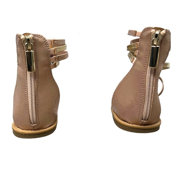 Cat & Jack Girls Metallic Rose Gold Dion Zipper Ankle Strap Sandals - Size 5 - Picture 4 of 9